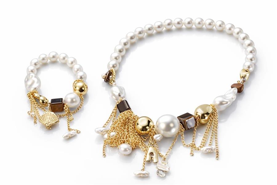 Berry Zincir Püskül Detaylı İncili Kolye Bileklik Set